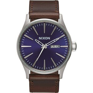 Nixon Analogové hodinky 'Sentry Leather' modrá / hnědá / stříbrná