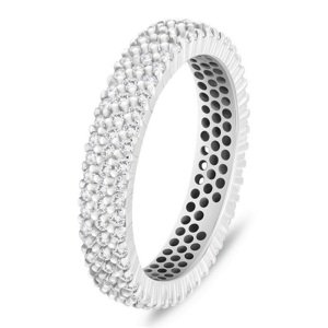 Brilio Silver Blyštivý stříbrný prsten s čirými zirkony RI117W 50 mm