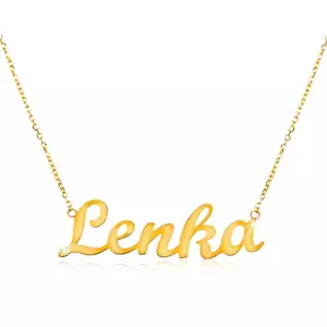 Zlatý nastavitelný náhrdelník 585 se jménem Lenka, jemný blýskavý řetízek