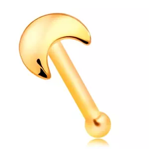 Rovný piercing do nosu ze žlutého zlata 585 se srpkem měsíce